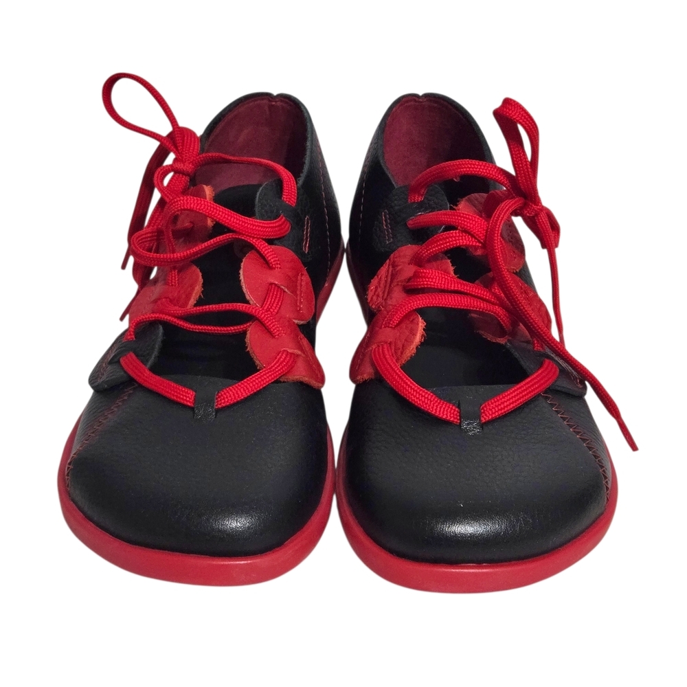 Clamp Vangy Handmade Black Leather Flats With Red Laces Womens Sheos Size EU 38 - Picture 4 of 8